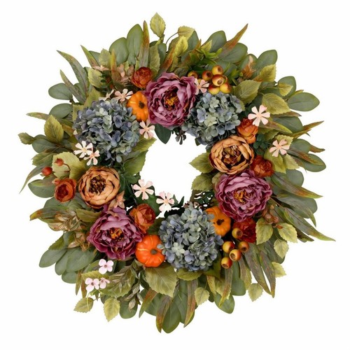 Hydrangea peony fall wreath - hydrangea,