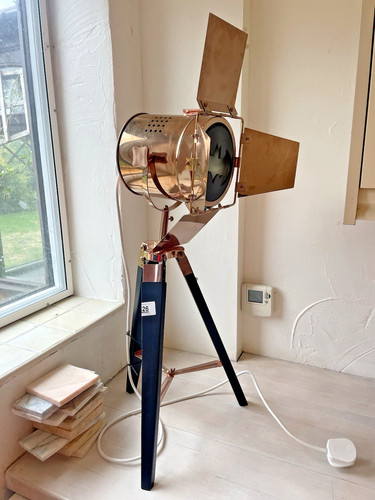 Lamp floor copper black wood - copper, &