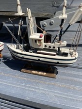 2 Vintage . wooden fishing boat. Trawler. model. Ornament Chalutier