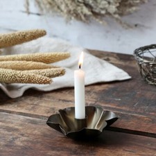 Chic Antique Small Candle Holder for Mini Dinner Candles White Black Zinc Brass