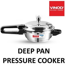 Vinod 18/8 Stainless Steel Deep Pan Pressure Cooker with Lid Induction Suitable