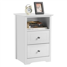 White Bedside Table with 2
