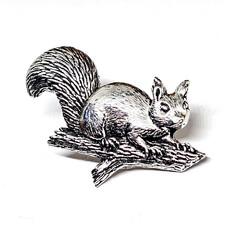 Red Squirrel Pin Badge Pewter