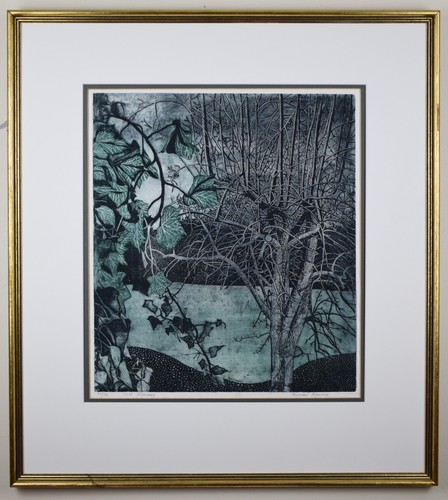 Cold morning signed etching - cold,