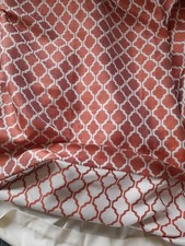 Terracotta & White Single Door Curtain W 90 x L 93 ins Lined VGC