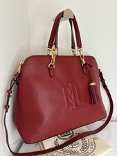 Ralph Lauren Hayward Medium Leather Satchel Bag, Red