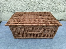 Large Storage Hamper Basket Wicker Box Lidded with Handle 58 x 39 x 26 cm