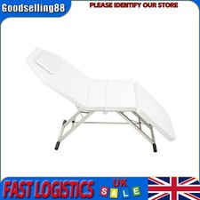 182cm Long Luxury Folding Massage Table Professional Massage Bed 3 Fold White UK