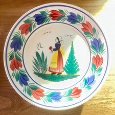 Two Vintage HB Henriot Quimper plates Bretany, France