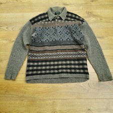 U Right Jumper Mens Size 3 M Medium Brown  1/4 Button 100% Shetland Wool Vintage