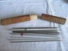 Vintage Wooden Needle Case & Needles