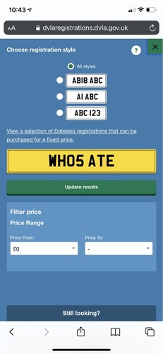 Private number plate for - number, food