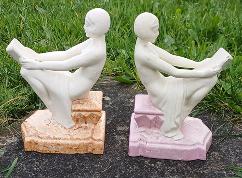 Pair art deco pottery bookends - pair,