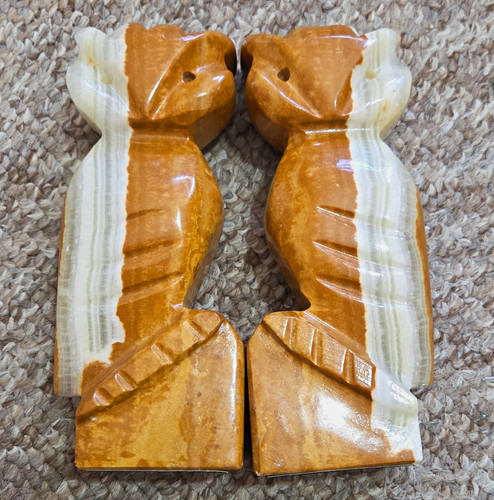 Pair vintage hand carved - of,