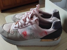TED BAKER / PINK FLORAL ROSE GOLD BAR TRAINERS 6