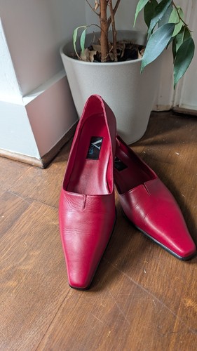 Leather red square toe - square, court