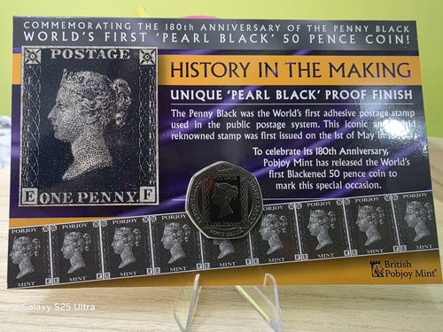 2020 pearl black 50p coin - black,