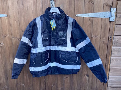 Navy padded bomber jacket - padded, with