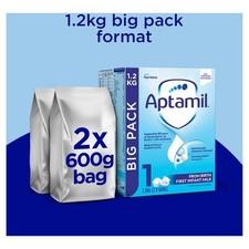 Aptamil 1 First Baby Milk Powder, From Birth, 1.2Kg (2 Packs Of 600g)