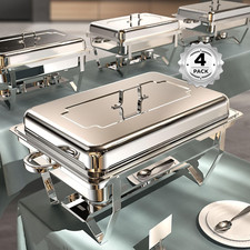 Chafing Dishes for Buffet 4 Pack, 9QT [No Fingers Cut] Roll Edge Designed Chafin