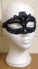 BLACK VENETIAN MASQUERADE MASK HALLOWEEN PARTY SEXY LACE FANCY DRESS - SHAPED