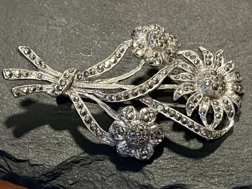 Vintage silver tone - tone, floral