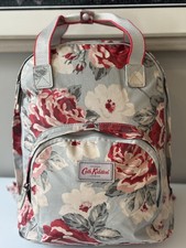 Cath Kidston Vintage Floral Red Grey Backpack Laptop Section Bag. VERY GOOD