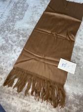Vtg Vicuna Fringed Scarf 54”