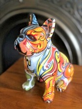 Graffiti Bulldog Dog Ornament Resin Statue Home Decor Canine Art Sculpture