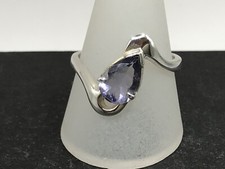 Iolite pear ring, solid