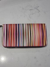 PAUL SMITH Womens multi stripe swirl Crossover Stripe Leather Zip around PURSE