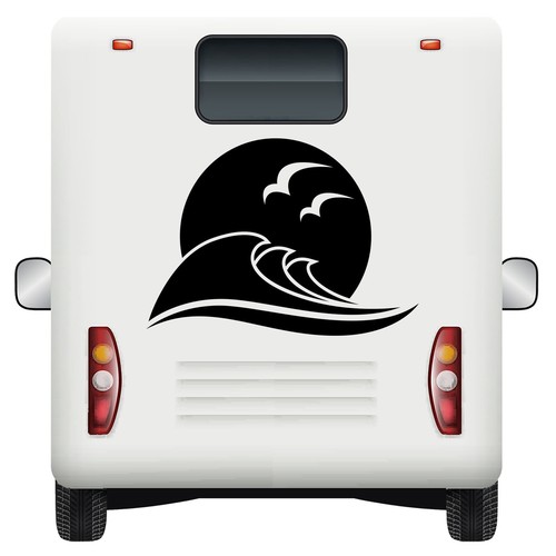 Car stickers waves sun - car,