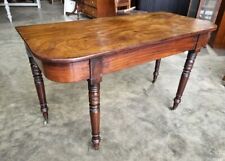 Antique Georgian D end turned leg hall server dining table desk