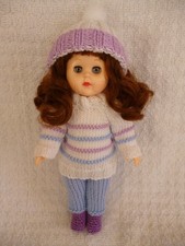 Hand knitted set for a 7.5/ 8" Doll ie rosebud/ginny (shown on a Ginny)