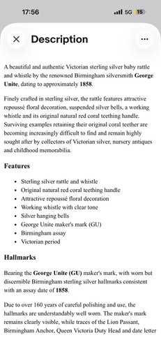 Victorian sterling silver baby - sterling,