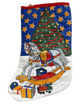 traditional quilted cotton fireplace novelty christmas stocking festive toys