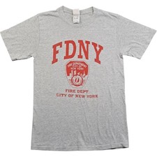 Fruit Of The Loom T Shirt Small Men's Grey Cotton Vintage FDNY Short Sleeve