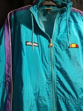 Ellesse Vintage 90s Teal Blue Windbreaker Jacket - Retro
