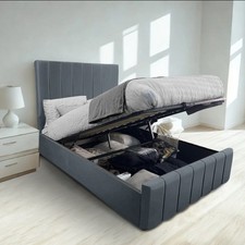 Ottoman Storage Bed Frame Gas Lift 4ft6 Double 5ft King Black Cream Grey Fast