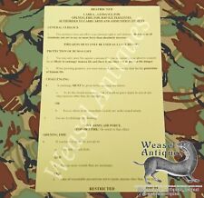 Op Banner British Army Northern Ireland Aide Memoire Firearms Opening Fire Card