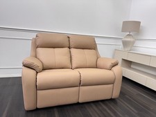 G Plan Kingsbury Taupe Leather Static 2 Seater Sofa