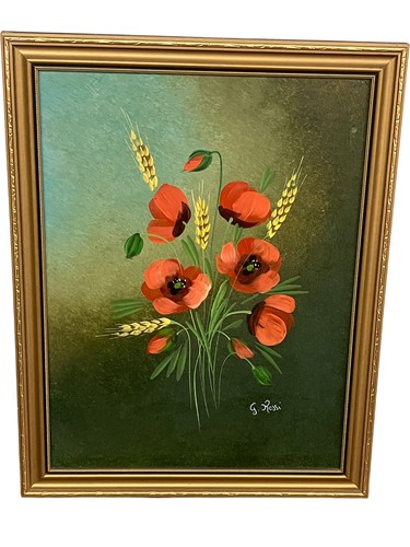 Rossi framed floral painting - g,