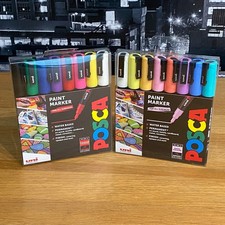 🟢 Uni Posca Paint Markers Pens Permanent Standard & Pastel Colours PC-3M 2 Sets
