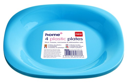 Blue plastic plates pastel - blue,