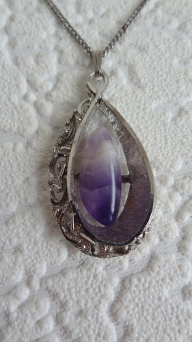 Silver tone teardrop necklace