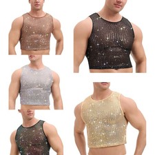 Men crop tank sheer mesh - crop, see