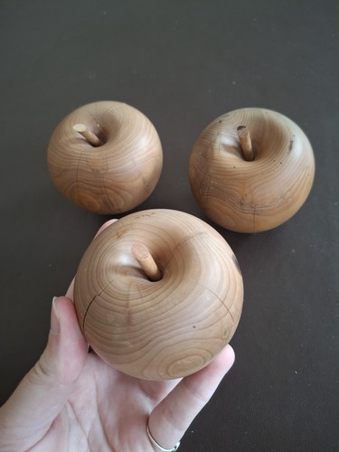 Hand turned woodern apples - turned,