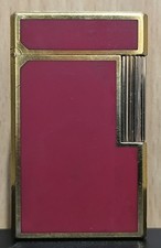 Vintage ST Dupont Ligne 1 Large Gold Plated Red  Chinese Lacquer Lighter.