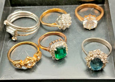Vintage Bundle of 6 Statement Rings – Mixed Gemstone Designs (Sizes 8–10)