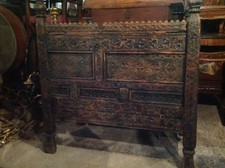 Victorian 19th Century Anglo Indian Carved Cabinet Chest Food Hutch Cupboard